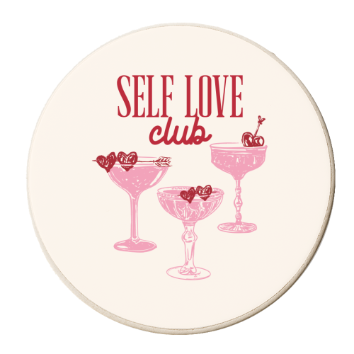 Self Love Club Heart Cocktail Illustration - personalised beer coaster by EZbie