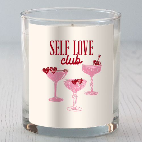 Self Love Club Heart Cocktail Illustration - scented candle by EZbie