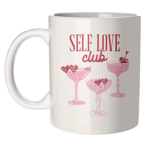 Self Love Club Heart Cocktail Illustration - unique mug by EZbie