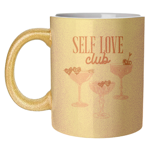 Self Love Club Heart Cocktail Illustration - unique mug by EZbie