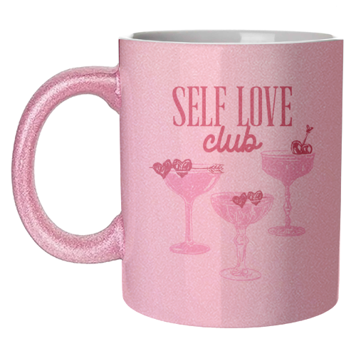 Self Love Club Heart Cocktail Illustration - unique mug by EZbie