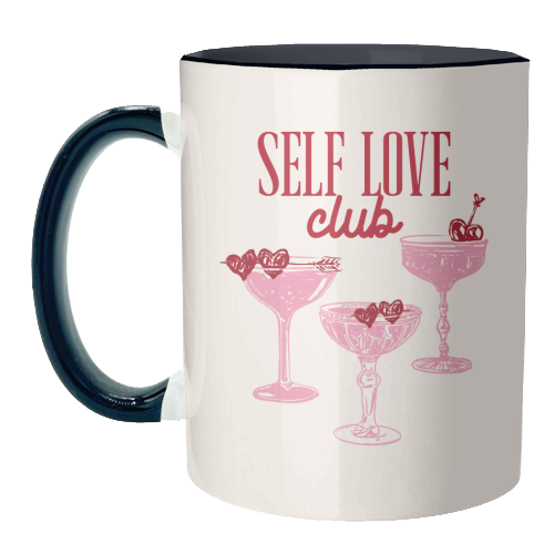 Self Love Club Heart Cocktail Illustration - unique mug by EZbie
