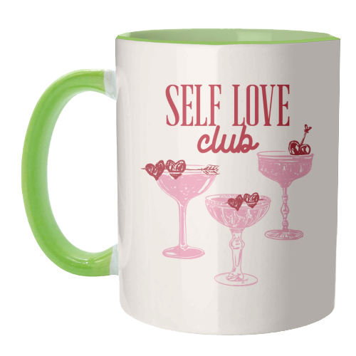 Self Love Club Heart Cocktail Illustration - unique mug by EZbie