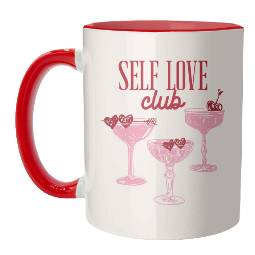 Self Love Club Heart Cocktail Illustration - unique mug by EZbie