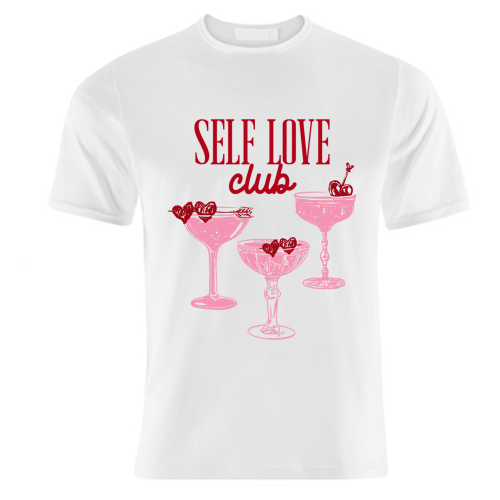 Self Love Club Heart Cocktail Illustration - unique t shirt by EZbie
