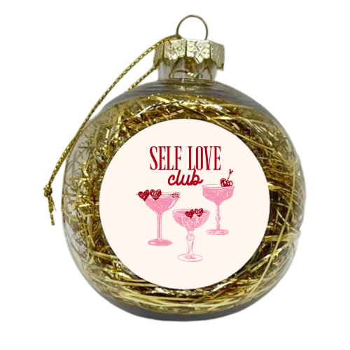 Self Love Club Heart Cocktail Illustration - xmas bauble by EZbie
