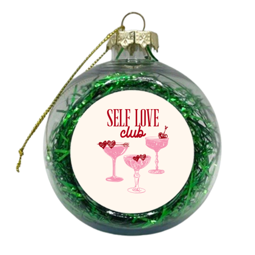 Self Love Club Heart Cocktail Illustration - xmas bauble by EZbie