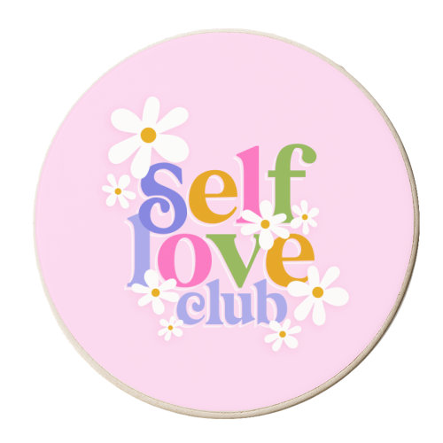 Self Love Club with Daisy Floral - personalised beer coaster by Dominique Vari