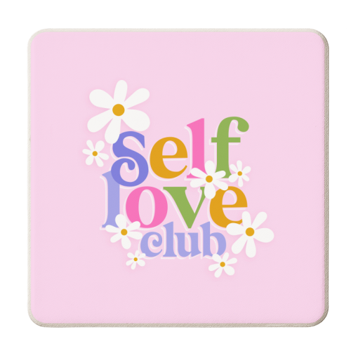 Self Love Club with Daisy Floral - personalised beer coaster by Dominique Vari
