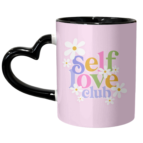 Self Love Club with Daisy Floral - unique mug by Dominique Vari