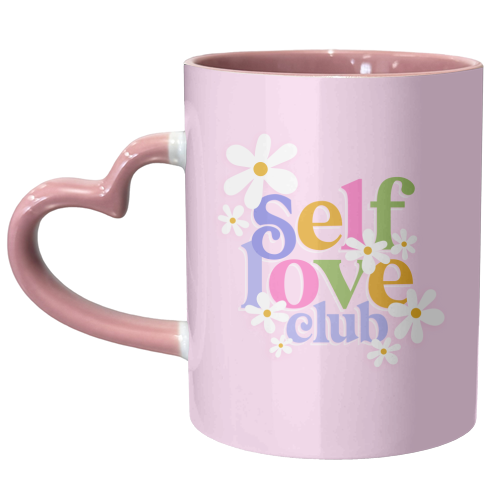 Self Love Club with Daisy Floral - unique mug by Dominique Vari