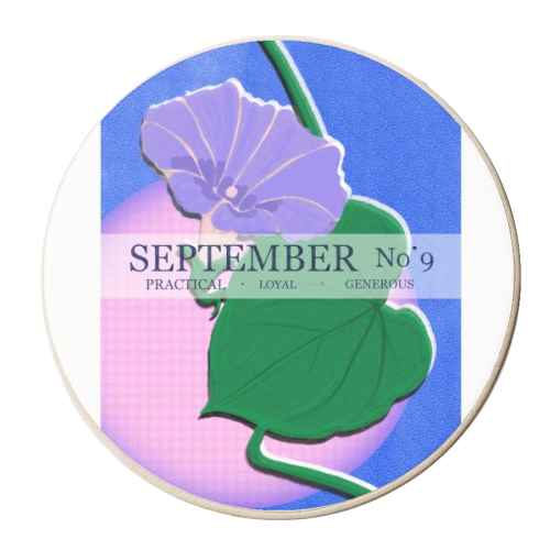 September Flower - Morning Glory - personalised beer coaster by Yaz Raja