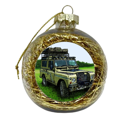 Series III Land Rover at Newark - xmas bauble by Danny Briggs
