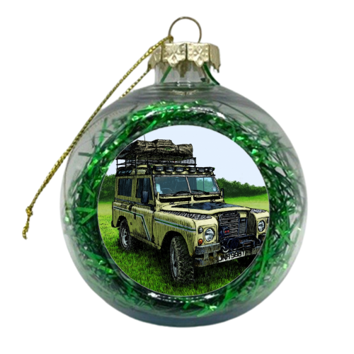 Series III Land Rover at Newark - xmas bauble by Danny Briggs
