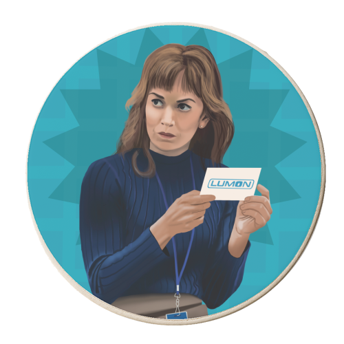 Severance Helly R Lumon Illustration - personalised beer coaster by AbiGoLucky