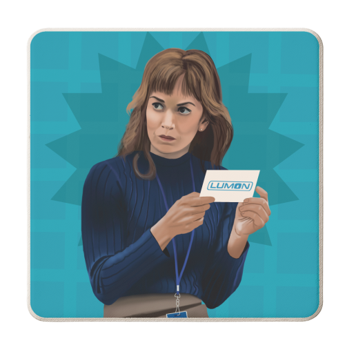 Severance Helly R Lumon Illustration - personalised beer coaster by AbiGoLucky