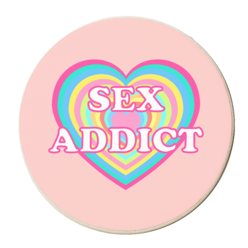 Sex Addict Heart Graphic - personalised beer coaster by Adam Regester