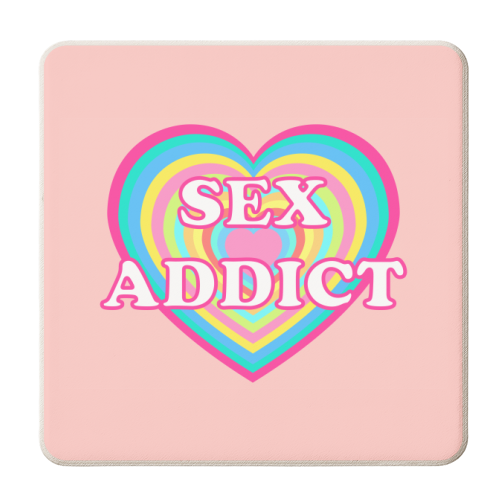 Sex Addict Heart Graphic - personalised beer coaster by Adam Regester