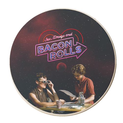 Sex, drugs and bacon rolls - personalised beer coaster by OhMC! Designs