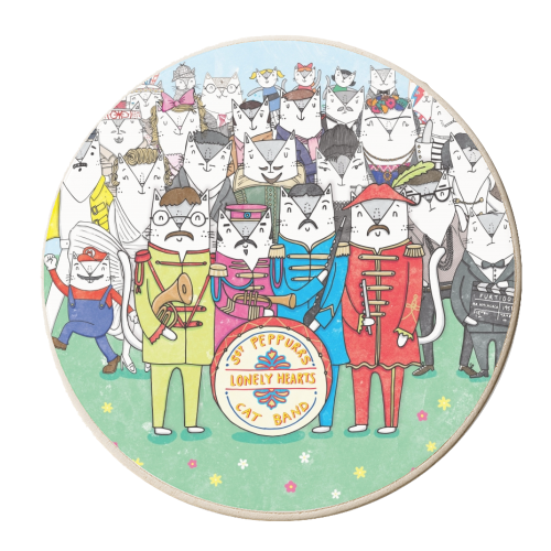 Sgt. Peppurrs Lonely Hearts Cat Band - personalised beer coaster by Katie Ruby Miller