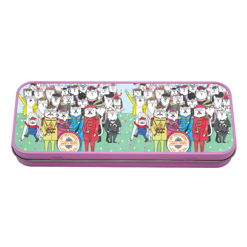 Sgt. Peppurrs Lonely Hearts Cat Band - tin pencil case by Katie Ruby Miller