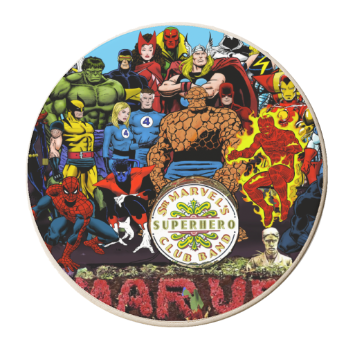 Sgt Superhero Club Band - personalised beer coaster by Dan Avenell