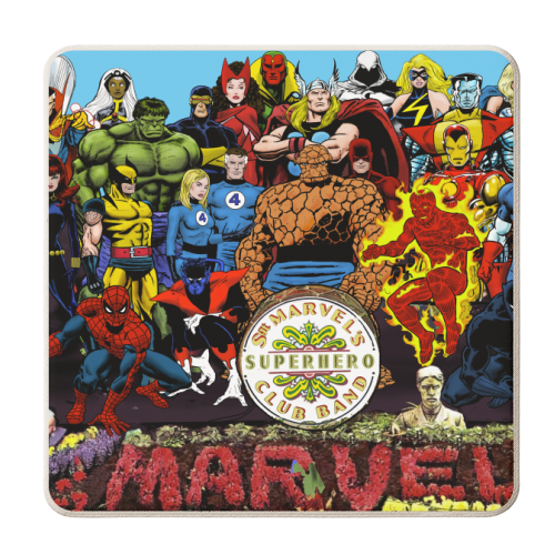 Sgt Superhero Club Band - personalised beer coaster by Dan Avenell