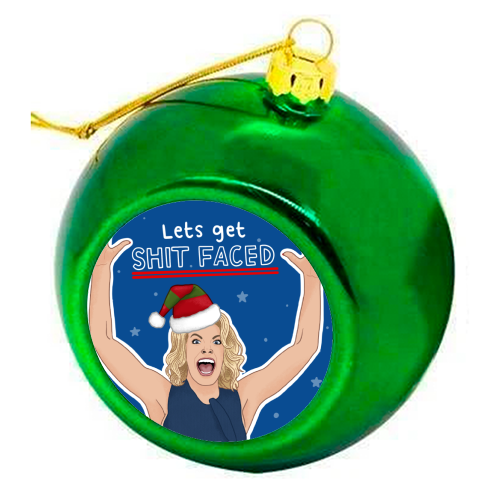 Sh*t faced - colourful christmas bauble by Loren Grosvenor