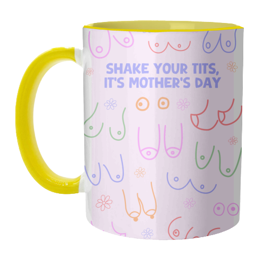 Shake Your Tits - Funny Rude Mother's Day Art - unique mug by By Honey Studios
