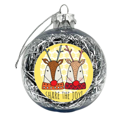 Share The Joy Christmas Card - xmas bauble by Nichola Cowdery