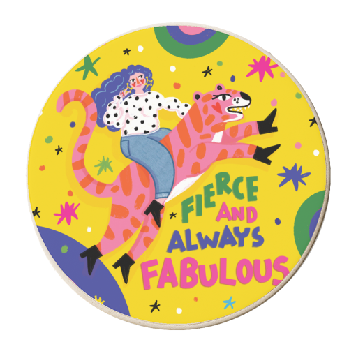 SHE BE FIERCE - personalised beer coaster by Nichola Cowdery