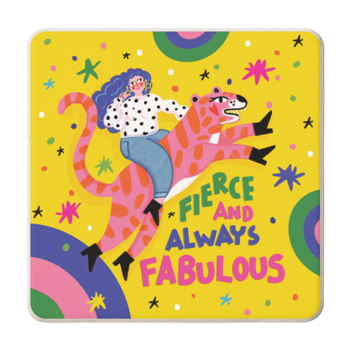 SHE BE FIERCE - personalised beer coaster by Nichola Cowdery