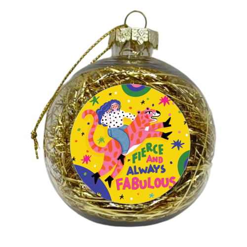 SHE BE FIERCE - xmas bauble by Nichola Cowdery