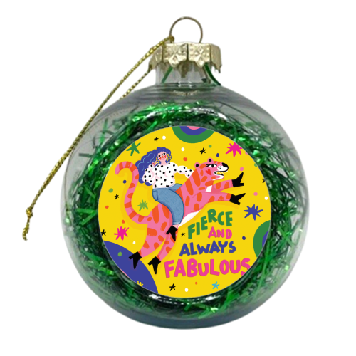 SHE BE FIERCE - xmas bauble by Nichola Cowdery