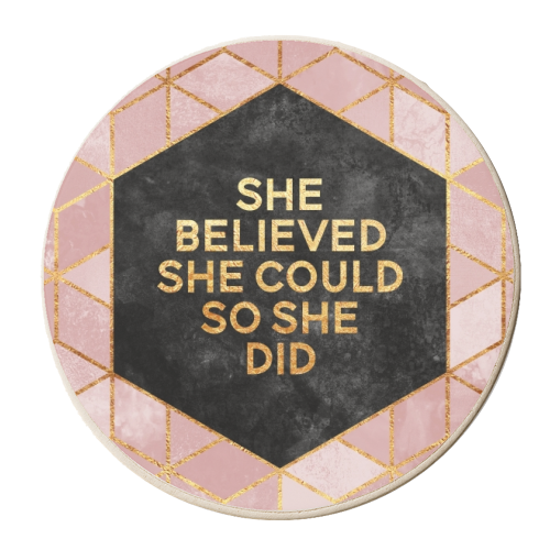She Believed She Could - personalised beer coaster by Elisabeth Fredriksson
