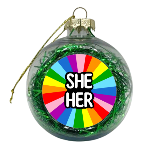 She her lgbt+ - xmas bauble by The Girl Next Draw