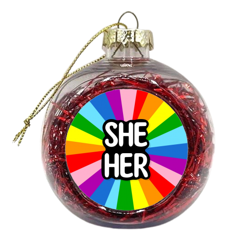 She her lgbt+ - xmas bauble by The Girl Next Draw