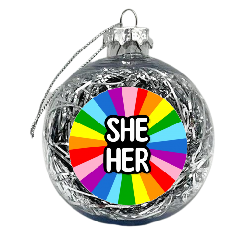She her lgbt+ - xmas bauble by The Girl Next Draw