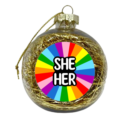 She her lgbt+ - xmas bauble by The Girl Next Draw