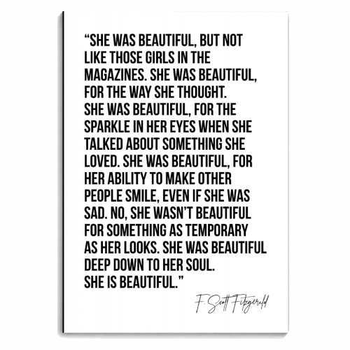 She Was Beautiful, but Not Like Those Girls In the Magazines. She Was Beautiful for the Way She Thought... -F. Scott Fitzgerald Quote - personalised A4, A5, A6 notebook by Toni Scott