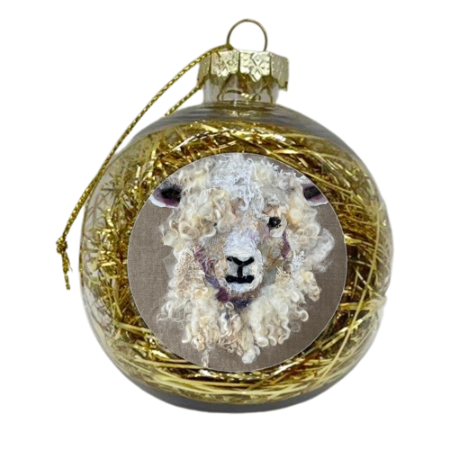 Sheep Portrait #38 - xmas bauble by Barbara Shaw