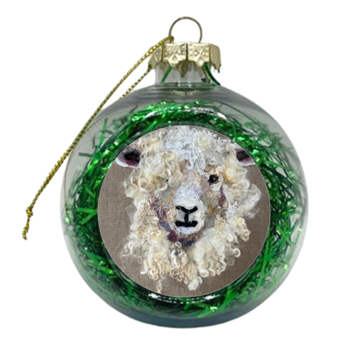 Sheep Portrait #38 - xmas bauble by Barbara Shaw