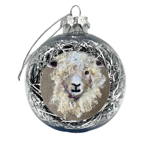 Sheep Portrait #38 - xmas bauble by Barbara Shaw