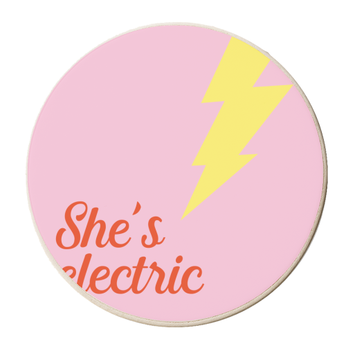 She´s electric - personalised beer coaster by Ohkimiko