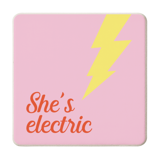 She´s electric - personalised beer coaster by Ohkimiko