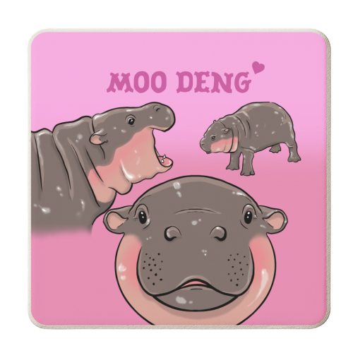 She's just a girl - Moo deng - personalised beer coaster by The Queer Store