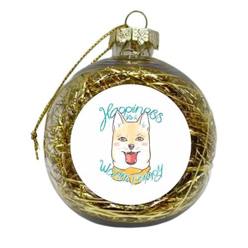 Shiba Inu Puppy in a Scarf - xmas bauble by A Rose Cast - Karen Murray