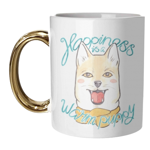 Shiba Inu Puppy in a Scarf - unique mug by A Rose Cast - Karen Murray
