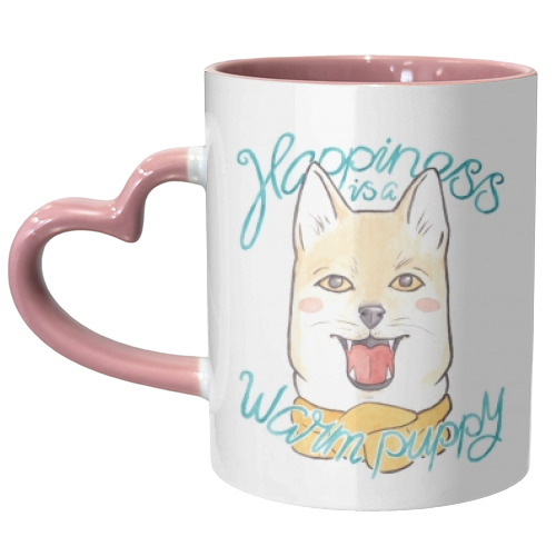 Shiba Inu Puppy in a Scarf - unique mug by A Rose Cast - Karen Murray