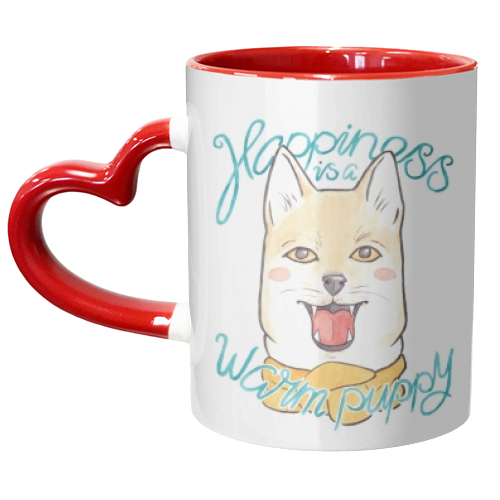 Shiba Inu Puppy in a Scarf - unique mug by A Rose Cast - Karen Murray